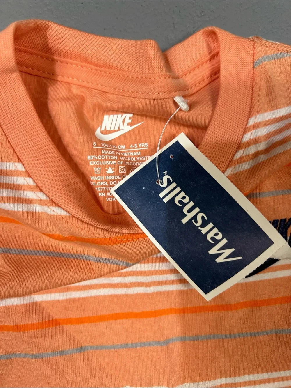 Nike Orange & White Striped Tee with Navy Shorts Set 4-5 years NWT